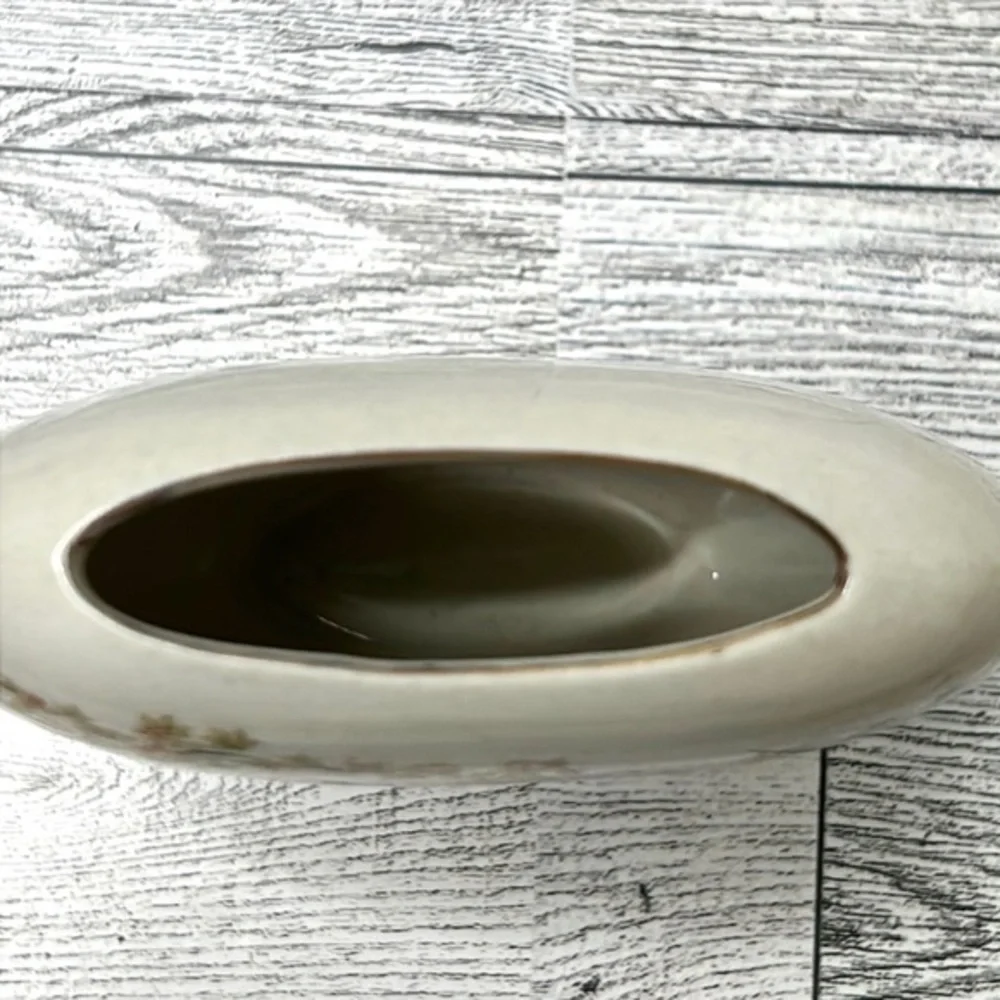 Japanese Vintage Beige Oval Peacock Vase